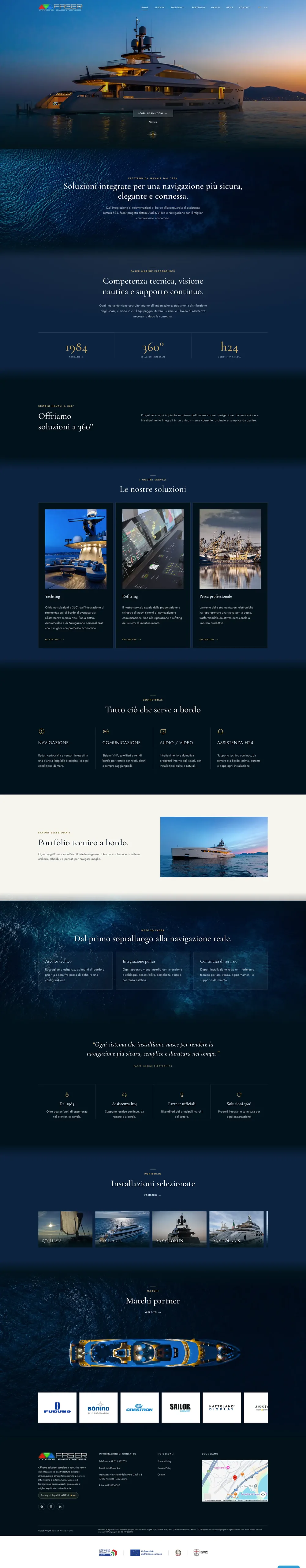 Faser · sito di elettronica e impiantistica navale per yacht